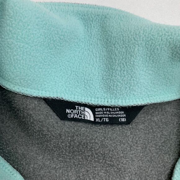 The North Face Jacket Girls XL Extra Large Seafoam Fleece Snap Button Pullover - Picture 7 of 12